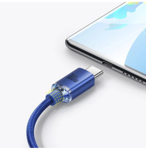 Baseus Câble USB-C vers USB-A 100W Série Crystal Shine Charge et Synchronisation 2m Bleu