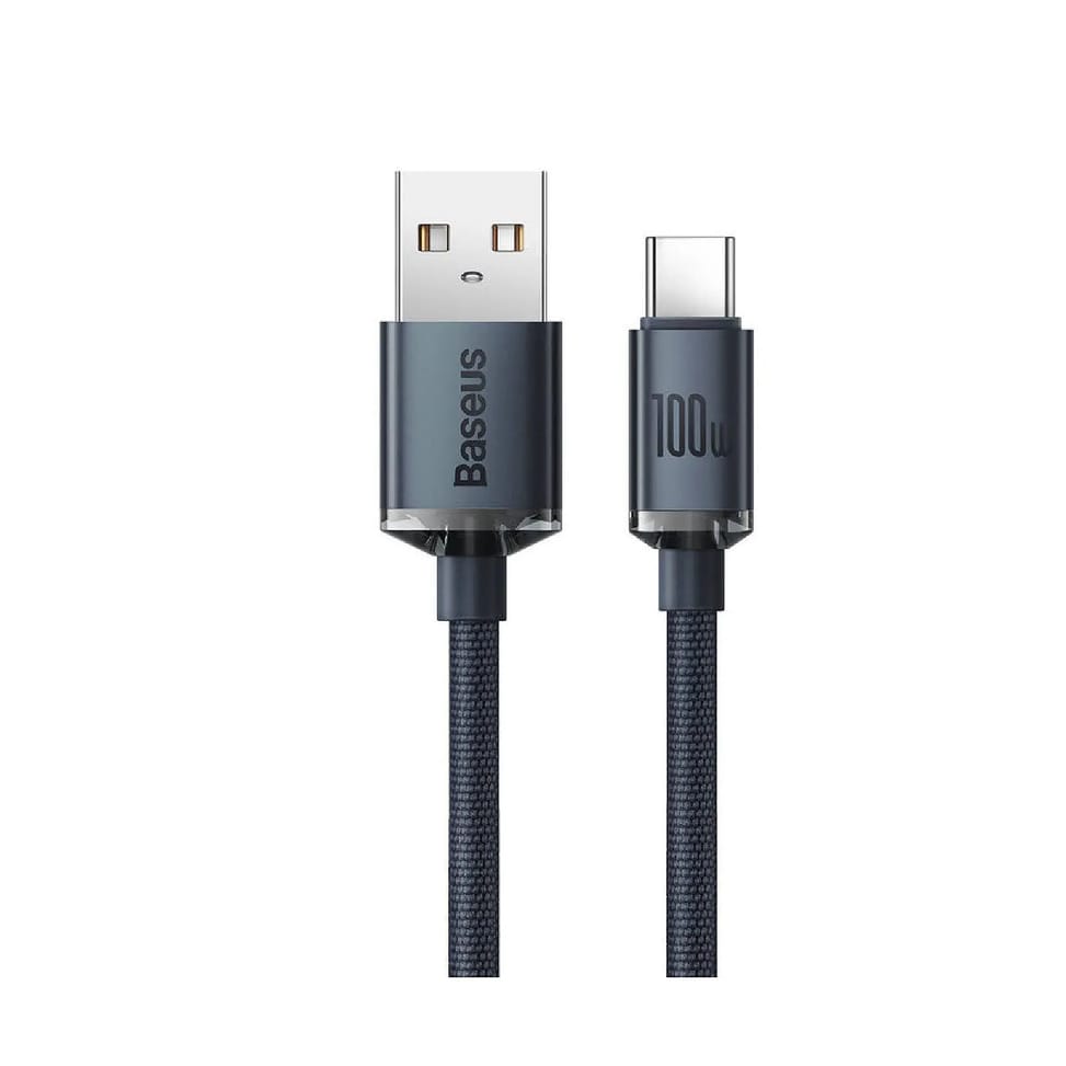 Baseus Câble USB-C vers USB-A 100W Série Crystal Shine Charge et Synchronisation 2m Noir — image 2