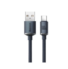 Baseus Câble USB-C vers USB-A 100W Série Crystal Shine Charge et Synchronisation 2m Noir