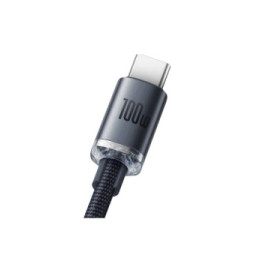 Baseus Câble USB-C vers USB-A 100W Série Crystal Shine Charge et Synchronisation 2m Noir
