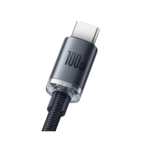 Baseus Câble USB-C vers USB-A 100W Série Crystal Shine Charge et Synchronisation 2m Noir