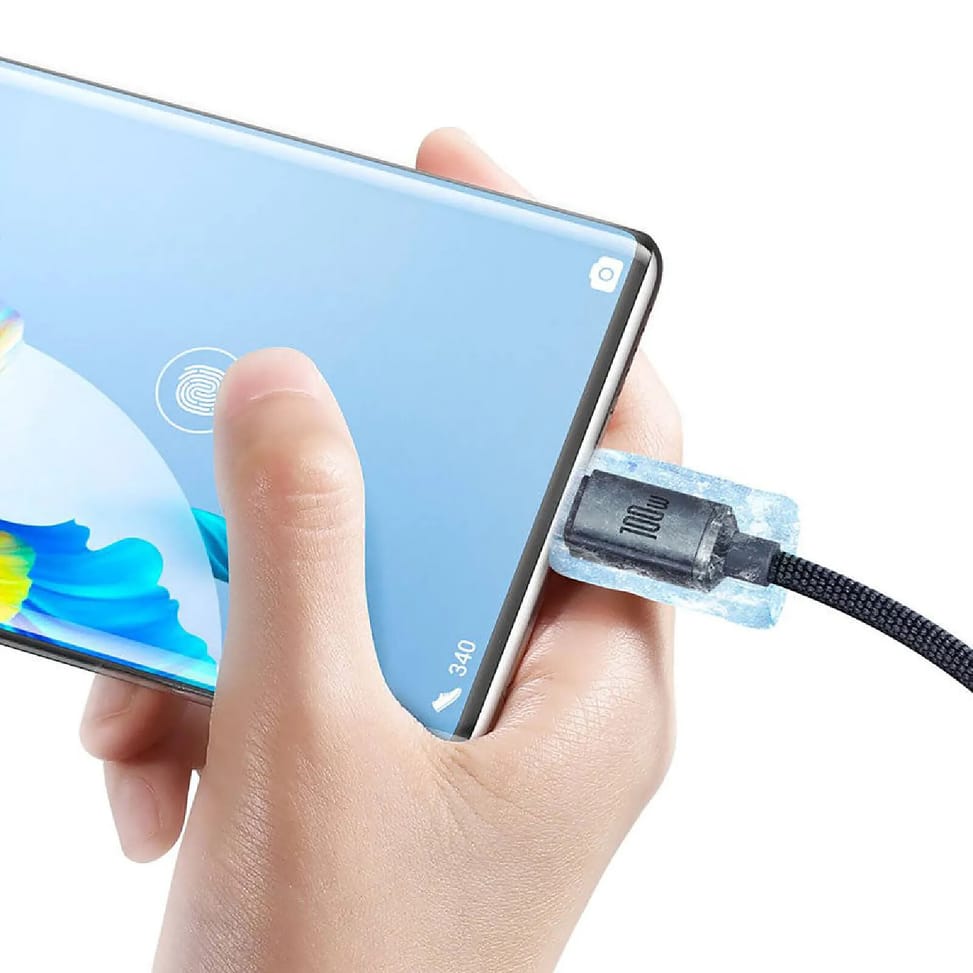 Baseus Câble USB-C vers USB-A 100W Série Crystal Shine Charge et Synchronisation 2m Noir — image 4