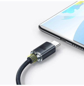 Baseus Câble USB-C vers USB-A 100W Série Crystal Shine Charge et Synchronisation 2m Noir