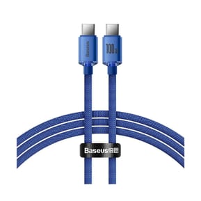 Baseus Câble USB-C vers USB-C 100W Série Crystal Shine Charge et Synchronisation 1,2m Bleu