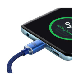 Baseus Câble USB-C vers USB-C 100W Série Crystal Shine Charge et Synchronisation 1,2m Bleu
