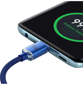Baseus Câble USB-C vers USB-C 100W Série Crystal Shine Charge et Synchronisation 1,2m Bleu