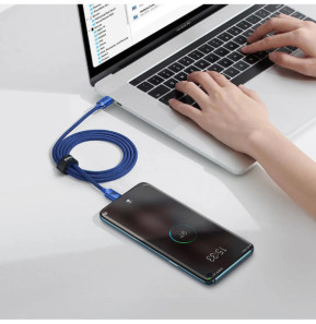 Baseus Câble USB-C vers USB-C 100W Série Crystal Shine Charge et Synchronisation 1,2m Bleu