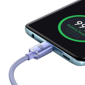 Baseus Câble USB-C vers USB-C 100W Série Crystal Shine Charge et Synchronisation 1,2m Lavande — image 4