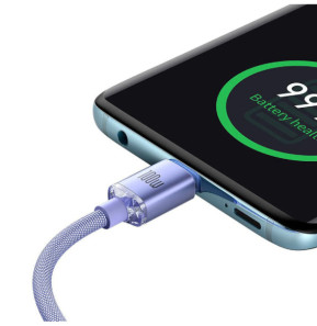 Baseus Câble USB-C vers USB-C 100W Série Crystal Shine Charge et Synchronisation 1,2m Lavande