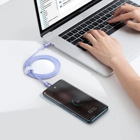 Baseus Câble USB-C vers USB-C 100W Série Crystal Shine Charge et Synchronisation 1,2m Lavande — image 5