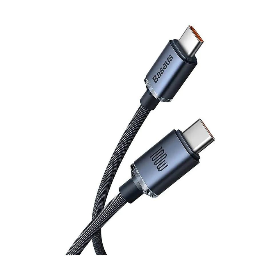 Baseus Câble USB-C vers USB-C 100W Série Crystal Shine Charge et Synchronisation 1,2m Noir — image 2
