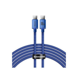 Baseus Câble USB-C vers USB-C 100W Série Crystal Shine Charge et Synchronisation 2m Bleu