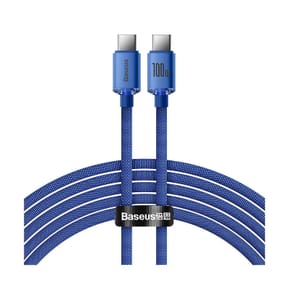 Baseus Câble USB-C vers USB-C 100W Série Crystal Shine Charge et Synchronisation 2m Bleu