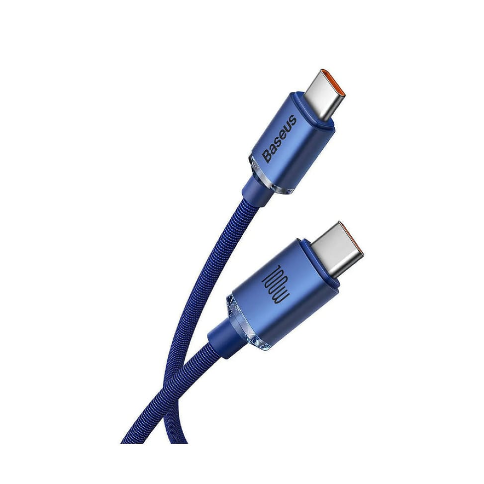 Baseus Câble USB-C vers USB-C 100W Série Crystal Shine Charge et Synchronisation 2m Bleu — image 2