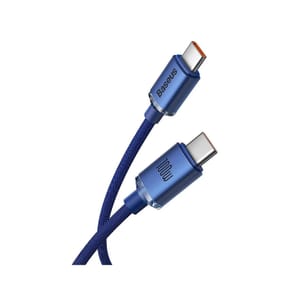 Baseus Câble USB-C vers USB-C 100W Série Crystal Shine Charge et Synchronisation 2m Bleu — image 2