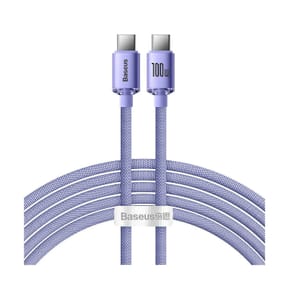 Baseus Câble USB-C vers USB-C 100W Série Crystal Shine Charge et Synchronisation 2m Lavande