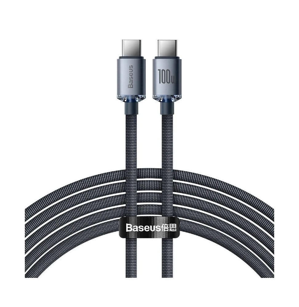 Baseus Câble USB-C vers USB-C 100W Série Crystal Shine Charge et Synchronisation 2m Noir