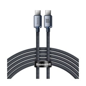 Baseus Câble USB-C vers USB-C 100W Série Crystal Shine Charge et Synchronisation 2m Noir