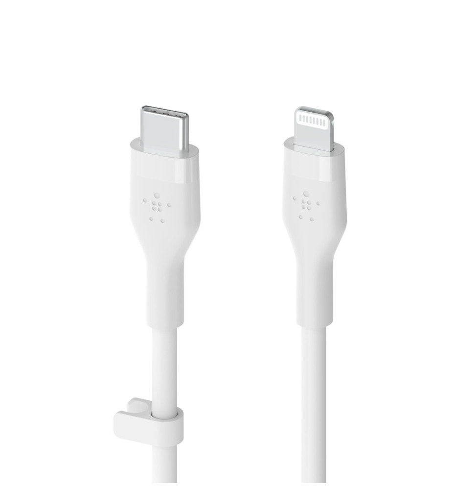 Belkin Boost Charge Flex Câble silicone USB-C vers Lightning (Blanc) - 2 m