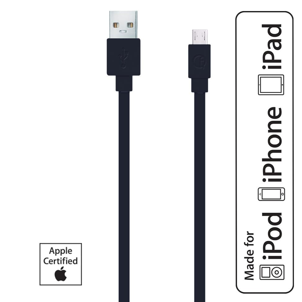 Câble fonemax X-SYNC Lightning vers USB - pour iPad, iPhone et iPod (120 cm - 2.4A), Certifié par Apple