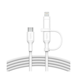 Belkin Boost Charge Pro Câble 2-en-1 USB-C et Lightning (Blanc)
