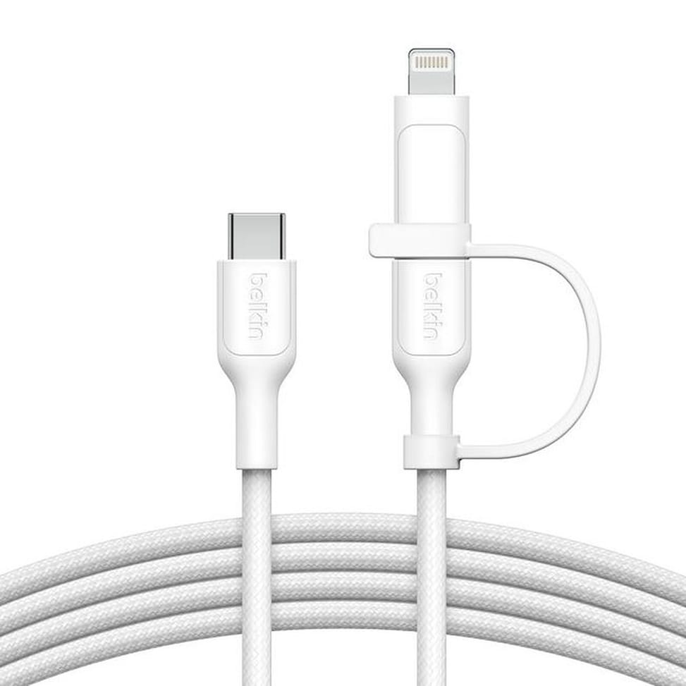 Belkin Boost Charge Pro Câble 2-en-1 USB-C et Lightning (Blanc) — image 3