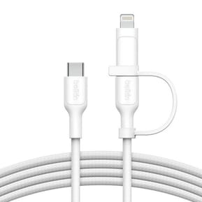 Belkin Boost Charge Pro Câble 2-en-1 USB-C et Lightning (Blanc) — image 3