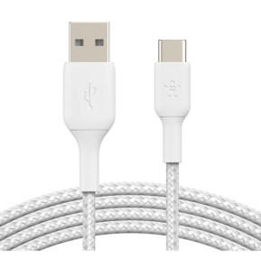 Belkin Câble USB-C vers USB-A tressé (Blanc) - 3 m