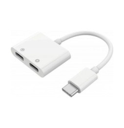 BigBen Connected Adaptateur Audio USB C + Charge USB C vers USB C 12cm Blanc