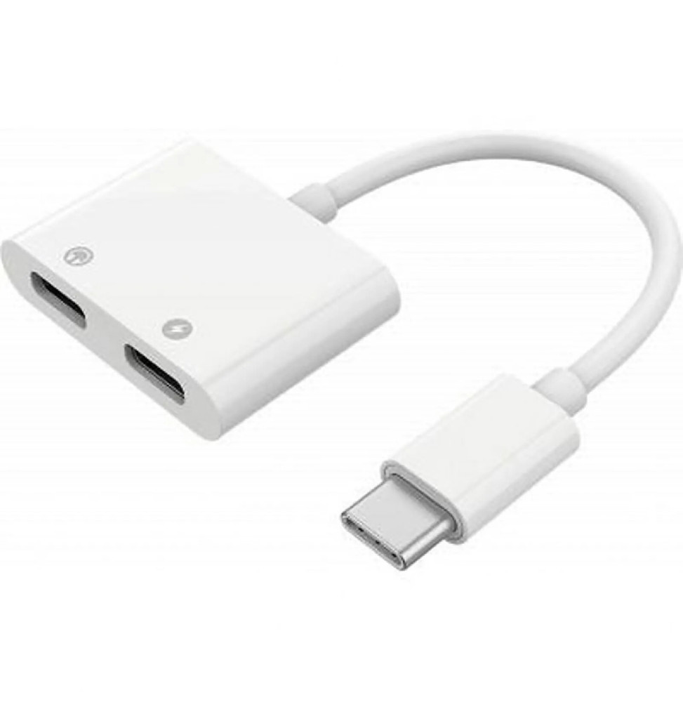 BigBen Connected Adaptateur Audio USB C + Charge USB C vers USB C 12cm Blanc