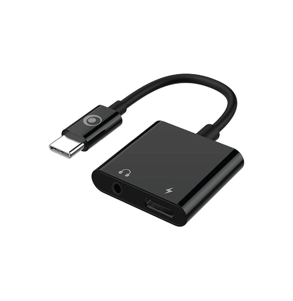 BigBen Connected Adaptateur Audio USB-C vers Jack 3.5mm et Charge USB-C 60W Compact 12cm Noir