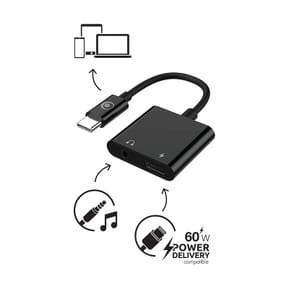 BigBen Connected Adaptateur Audio USB-C vers Jack 3.5mm et Charge USB-C 60W Compact 12cm Noir — image 2