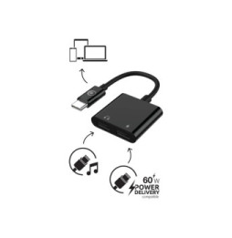 BigBen Connected Adaptateur Audio USB-C vers USB-C et Charge USB-C 60W Compact 12cm Noir