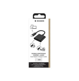 BigBen Connected Adaptateur Audio USB-C vers USB-C et Charge USB-C 60W Compact 12cm Noir