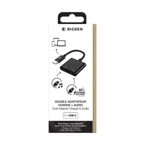 BigBen Connected Adaptateur Audio USB-C vers USB-C et Charge USB-C 60W Compact 12cm Noir — image 4