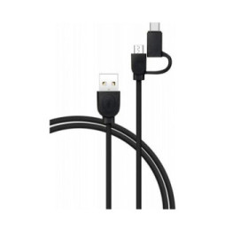 BigBen Connected Câble 2 en 1 USB A/micro USB & USB C 1,2m Noir