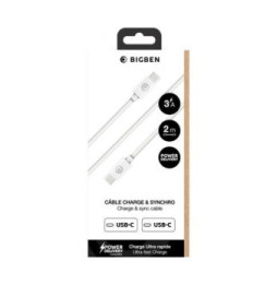 BigBen Connected Câble USB C / USB C 3A Power Delivery Charge et Synchronisation 2m Blanc