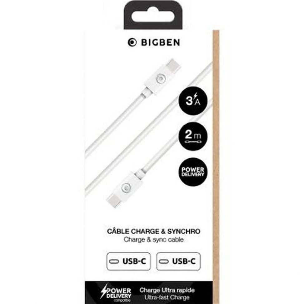 BigBen Connected Câble USB C / USB C 3A Power Delivery Charge et Synchronisation 2m Blanc — image 2