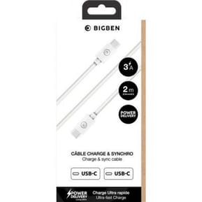 BigBen Connected Câble USB C / USB C 3A Power Delivery Charge et Synchronisation 2m Blanc — image 2