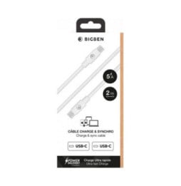 BigBen Connected Câble USB C / USB C 5A Power Delivery Charge et Synchronisation 2m Blanc