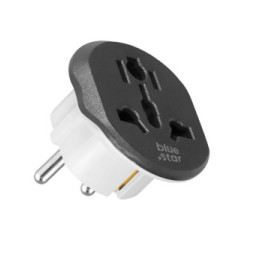 Blue Star Adaptateur de Voyage Prise Européenne Type E 16A Connexion Sécurisée Blanc