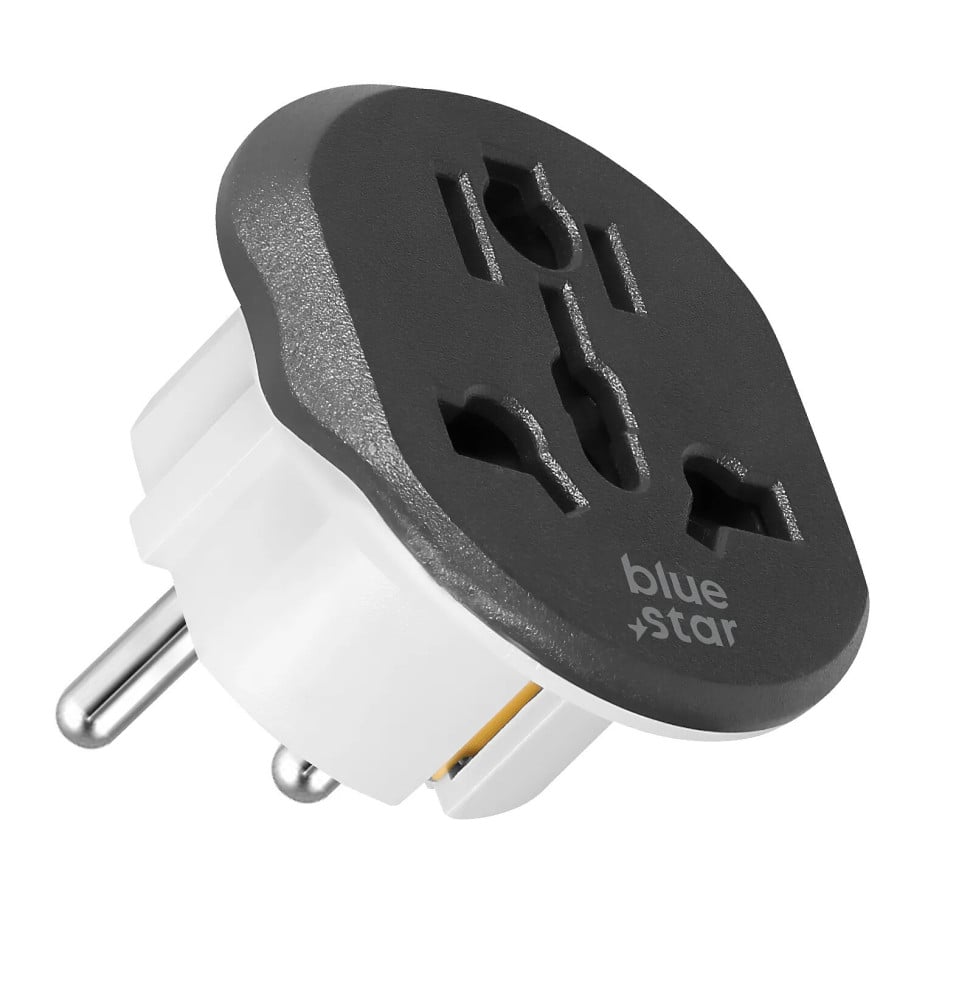 Blue Star Adaptateur de Voyage Prise Européenne Type E 16A Connexion Sécurisée Blanc