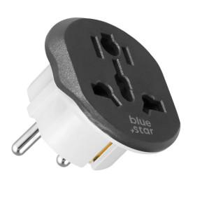 Blue Star Adaptateur de Voyage Prise Européenne Type E 16A Connexion Sécurisée Blanc