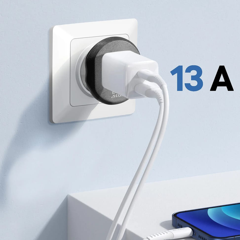 Blue Star Adaptateur de Voyage Prise UK Type G 13A Connexion Sécurisée Blanc — image 4