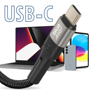 Blue Star Câble USB C / USB C Power Delivery 60W Quick Charge 4.0 Longueur 2m Noir