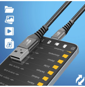 Blue Star Câble USB vers Lightning 2.4A Charge Synchronisation Nylon Tressé 1.2m Noir