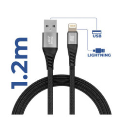 Blue Star Câble USB vers Lightning 2.4A Charge Synchronisation Nylon Tressé 1.2m Noir