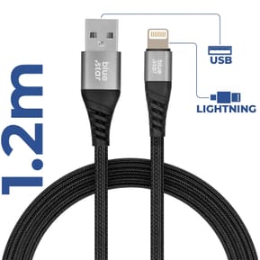 Blue Star Câble USB vers Lightning 2.4A Charge Synchronisation Nylon Tressé 1.2m Noir — image 4