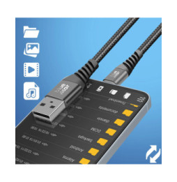 Blue Star Câble USB vers USB-C 3A Charge Synchronisation Nylon Tressé 1.2m Noir