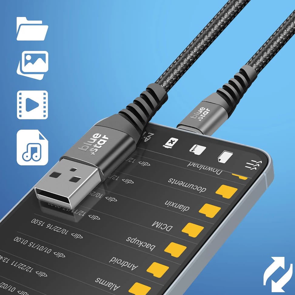 Blue Star Câble USB vers USB-C 3A Charge Synchronisation Nylon Tressé 1.2m Noir — image 3